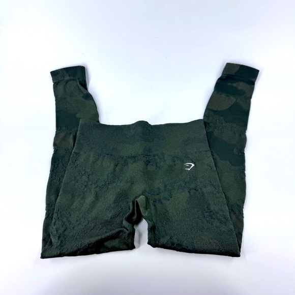 Gymshark Dark Green Pattern Leggings - Picture 1 of 10